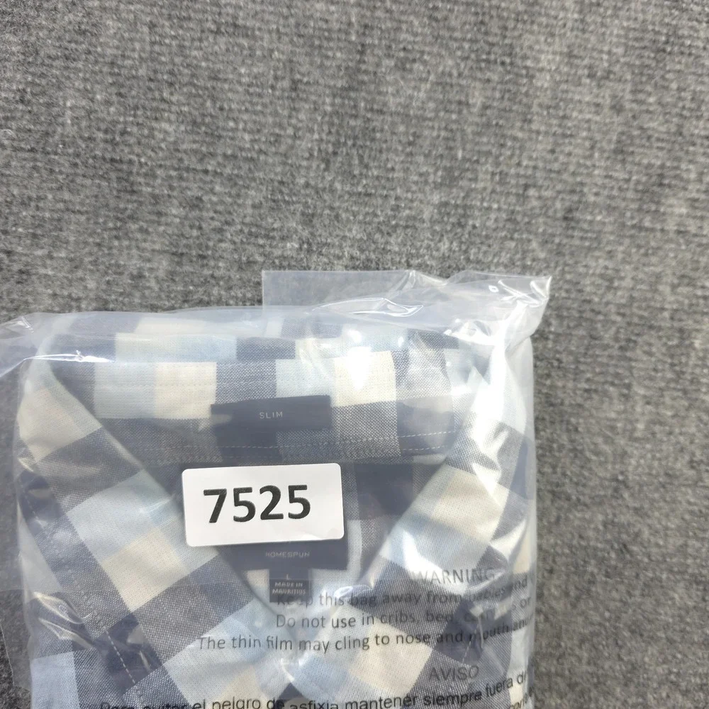 J Crew Homespun Shirt Large‎ Slim Fit Blue Plaid Long Sleeve Button Down Cotton